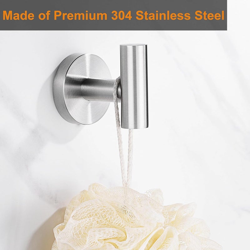 Nolimas Bathroom Towel Hooks SUS 304 Stainless Steel Coat Hook Round Clothes Towel Coat Robe Hook Cabinet Closet Door Sponges Holder for Bath Kitchen Garage Hotel,Wall Mounted, Brushed Nickel, 2Pack - Image 2