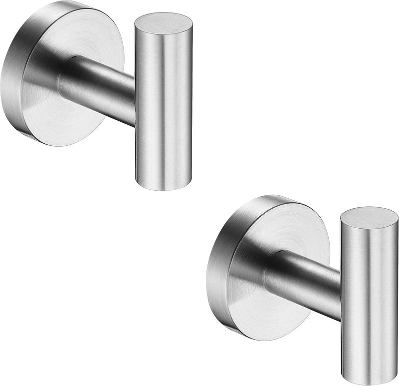 Nolimas Bathroom Towel Hooks SUS 304 Stainless Steel Coat Hook Round Clothes Towel Coat Robe Hook Cabinet Closet Door Sponges Holder for Bath Kitchen Garage Hotel,Wall Mounted, Brushed Nickel, 2Pack - Image 1