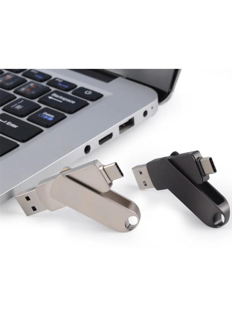 USB Flash Drive Type C Interface High Speed USB Flash Drive Dual Drive 2 in 1 Thumb Drive with Keyhole and Keychain OTG for Smartphones, Computers, Tablets, PC and Cars - Image 2