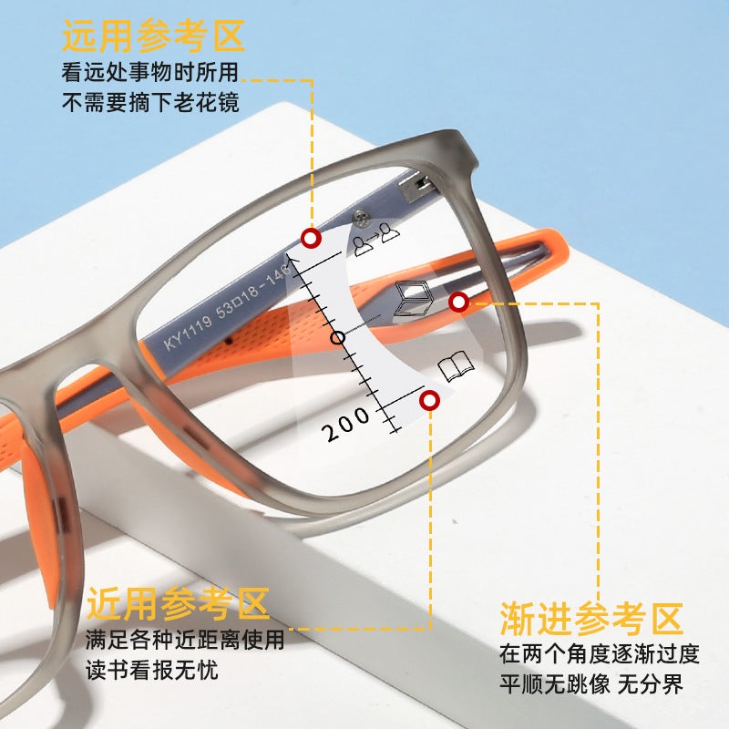 Ultra Light TR90 Progressive Multi-Focus Presbyopia Glasses – Retro Full Frame for Round Faces - Image 4