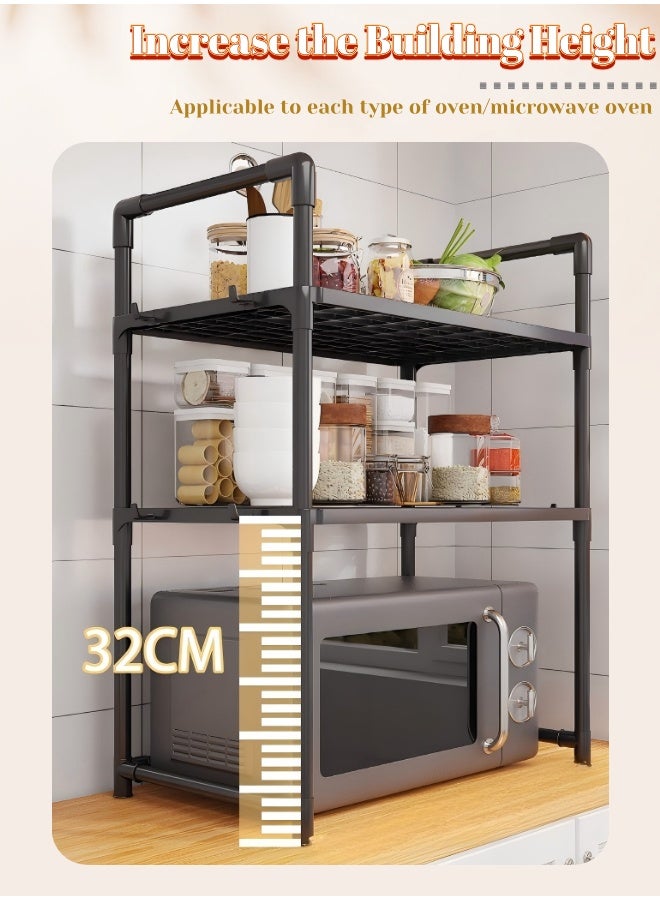 2 Tier Kitchen Bakers Rack with Storage Cabinet - Multifunctional Organizer for Living Room & Kitchen, Microwave Oven Stand Shelf (50x27x73cm) - Image 3