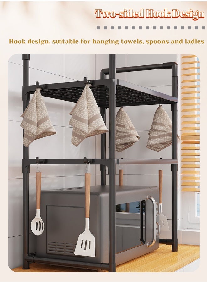 2 Tier Kitchen Bakers Rack with Storage Cabinet - Multifunctional Organizer for Living Room & Kitchen, Microwave Oven Stand Shelf (50x27x73cm) - Image 4