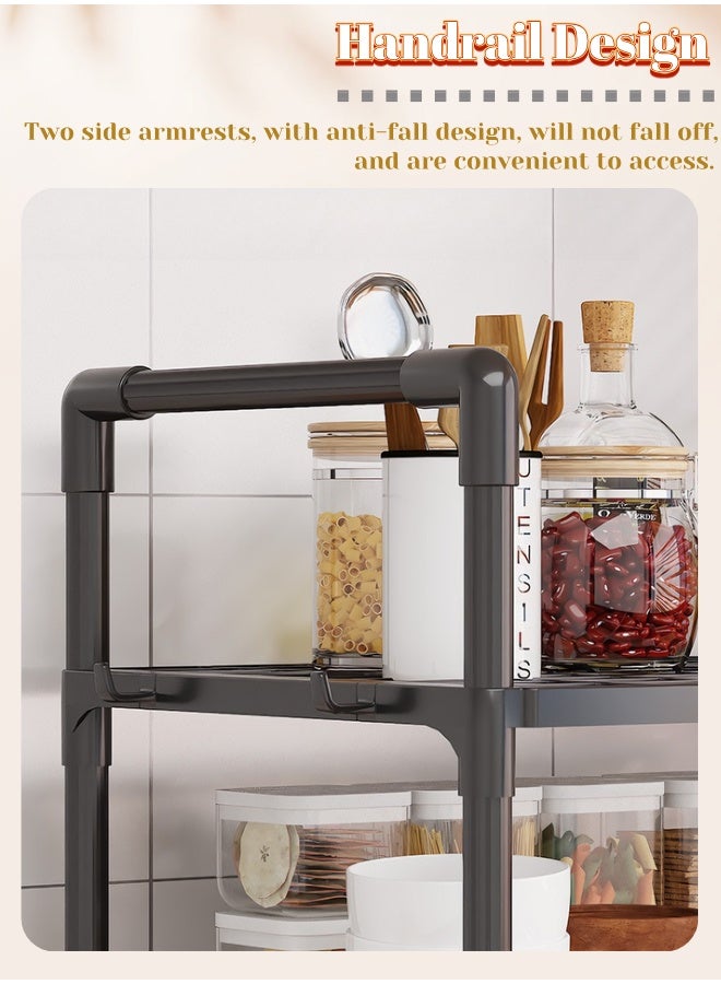2 Tier Kitchen Bakers Rack with Storage Cabinet - Multifunctional Organizer for Living Room & Kitchen, Microwave Oven Stand Shelf (50x27x73cm) - Image 5
