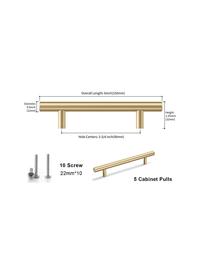 The Bros Five-Pcs Gold Handle Wardrobe Door Handle Drawer Cabinet Shoe Cabinet Light Luxury Modern Minimalist American Nordic Small Double Hole Handle - Image 2