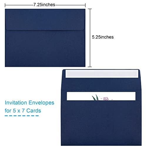 Joyberg 50 Packs 5x7 Envelopes A7 for Invitations Printable Invitation Envelopes Self Seal for Weddings Invitations Photos Greeting Cards Mailing Navy Blue - Image 3
