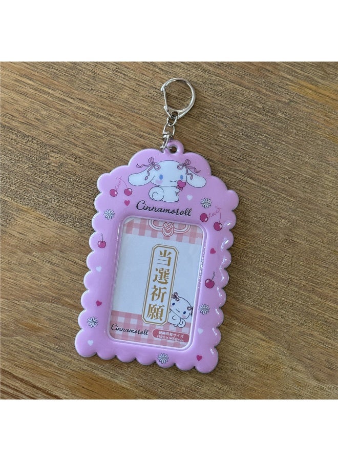 NIBEMINENT 1 - Piece Cute Sanrio Kulomi Prays Kpop Photo Card Holder Pendant Key Chain ID Badge Holder ID Card Holder Photo Card Protector for School ID Office ID Access Card for Women Girls - Image 1