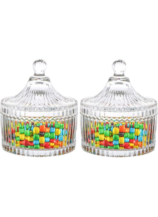 SAQOWARE - SAQOWARE 2 Pcs - Crystal Candy Serving Bowl with Lid | Snack Storage Bowl, Sugar Bowl, Dried Fruit Container Snack Serving Bowl | Dessert Bowls Compartment Serving Dish With Lid For Food Storage-Clear - Image 1
