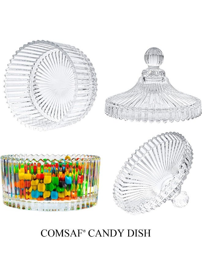 SAQOWARE - SAQOWARE 2 Pcs - Crystal Candy Serving Bowl with Lid | Snack Storage Bowl, Sugar Bowl, Dried Fruit Container Snack Serving Bowl | Dessert Bowls Compartment Serving Dish With Lid For Food Storage-Clear - Image 1