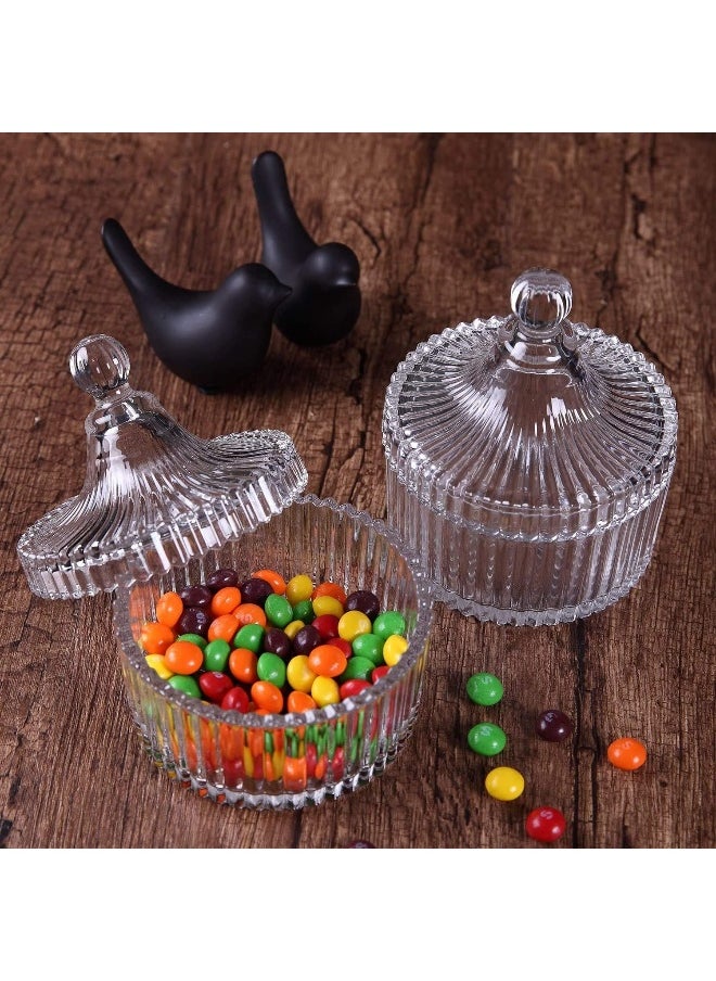 SAQOWARE - SAQOWARE 2 Pcs - Crystal Candy Serving Bowl with Lid | Snack Storage Bowl, Sugar Bowl, Dried Fruit Container Snack Serving Bowl | Dessert Bowls Compartment Serving Dish With Lid For Food Storage-Clear - Image 1
