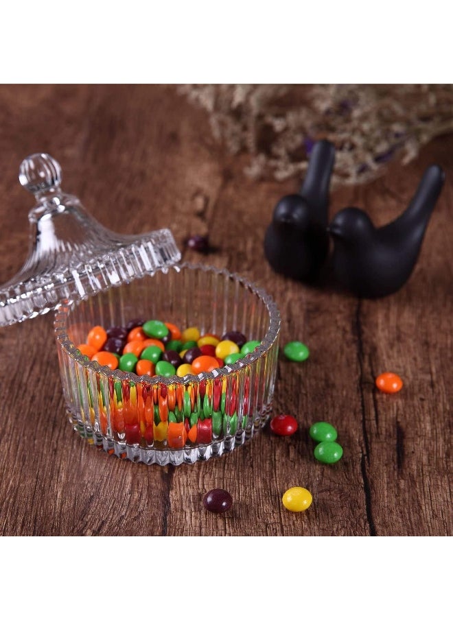 SAQOWARE - SAQOWARE 2 Pcs - Crystal Candy Serving Bowl with Lid | Snack Storage Bowl, Sugar Bowl, Dried Fruit Container Snack Serving Bowl | Dessert Bowls Compartment Serving Dish With Lid For Food Storage-Clear - Image 1