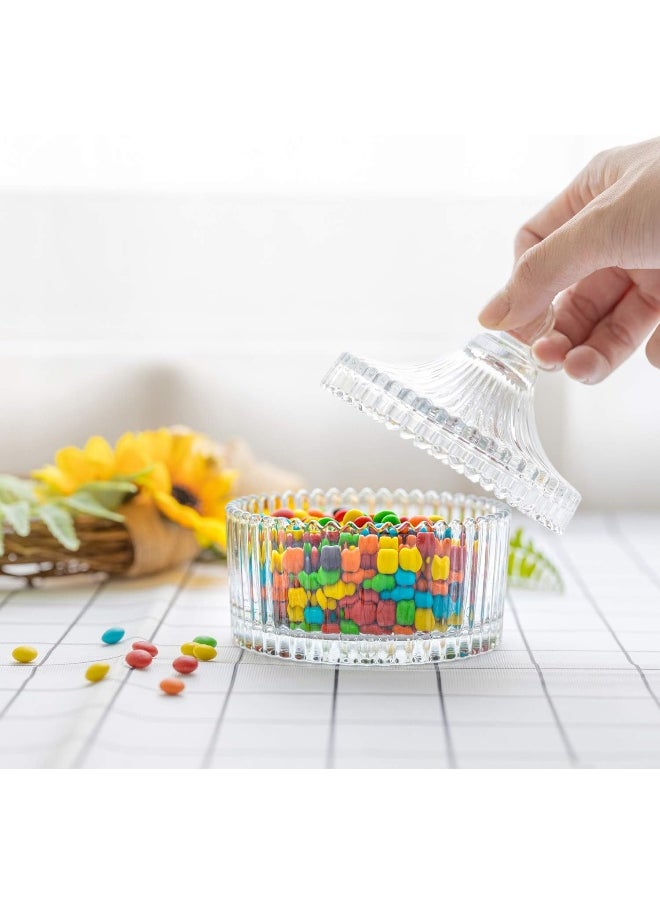 SAQOWARE - SAQOWARE 2 Pcs - Crystal Candy Serving Bowl with Lid | Snack Storage Bowl, Sugar Bowl, Dried Fruit Container Snack Serving Bowl | Dessert Bowls Compartment Serving Dish With Lid For Food Storage-Clear - Image 1