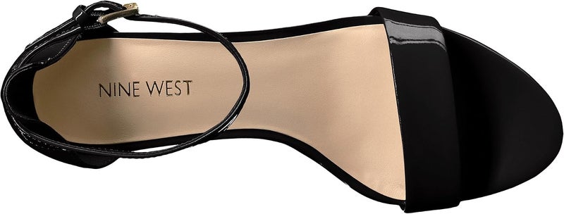 NINE WEST Women's Pruce Heeled Sandal in Black Patent - Image 2
