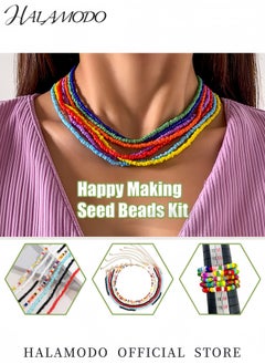 HALAMODO 3300-Piece Glass Seed Beads Kit 4mm Multicolor Seed Beads for Jewelry Making DIY Craft Supplies Kit for Bracelets Necklaces Earrings (20 Colors)  - Image 2
