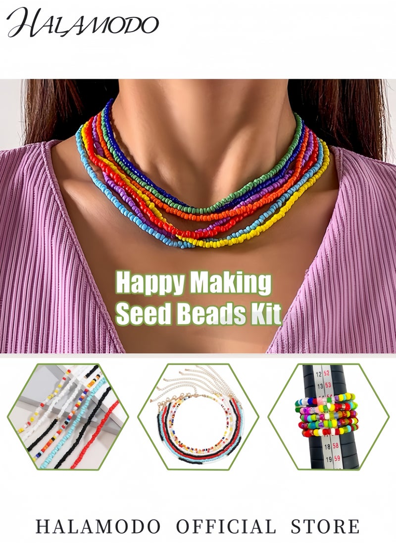 HALAMODO 3300-Piece Glass Seed Beads Kit 4mm Multicolor Seed Beads for Jewelry Making DIY Craft Supplies Kit for Bracelets Necklaces Earrings (20 Colors)  - Image 2