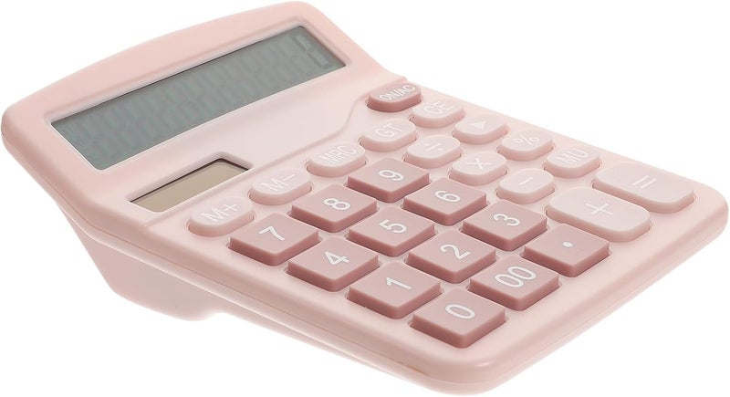SHERCHPRY Colorful 12-Digit Solar Dual Power Calculator Portable Basic Calculator for Students Office Use Pink - Image 1