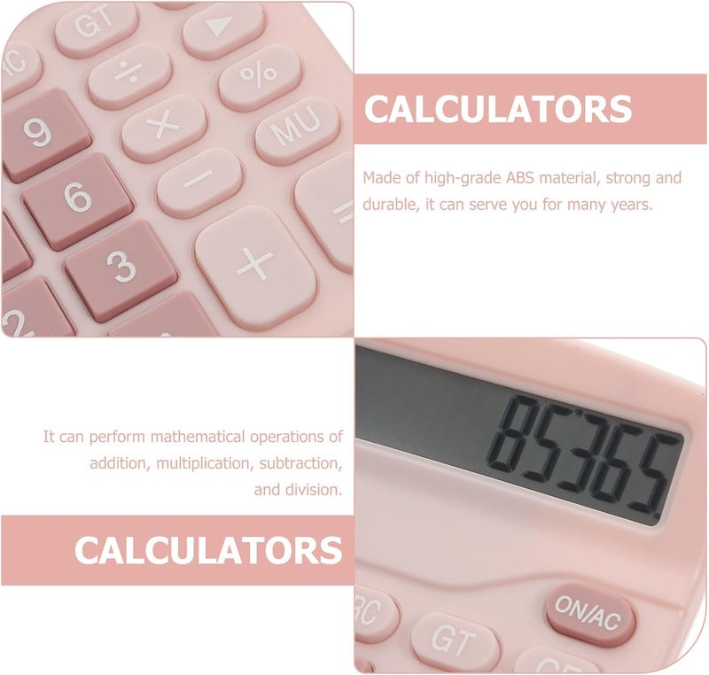 SHERCHPRY Colorful 12-Digit Solar Dual Power Calculator Portable Basic Calculator for Students Office Use Pink - Image 2