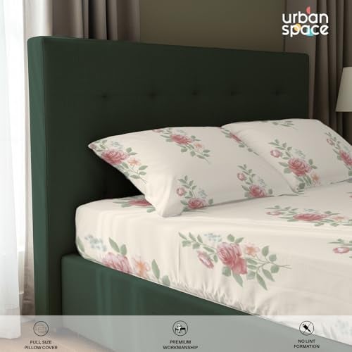 Urban Space Serene 100% Cotton Bedsheet for Single Bed, 200 TC Floral Single Bedsheet with 1 Pillow Cover (58 X 90 Inches, Vintage Rose Buttercream) - Image 5