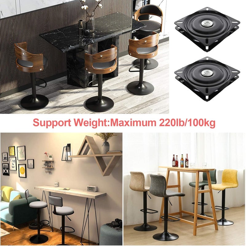 FengWu 2 Pack 6 inch Swivel Plate Bar Stool Swivel Lazy Susan Turntable Bearing Square Rotating Plate Rotating Swivel Plate for Recliner Chair Bar Stool with 220 Pound Capacity - Image 5