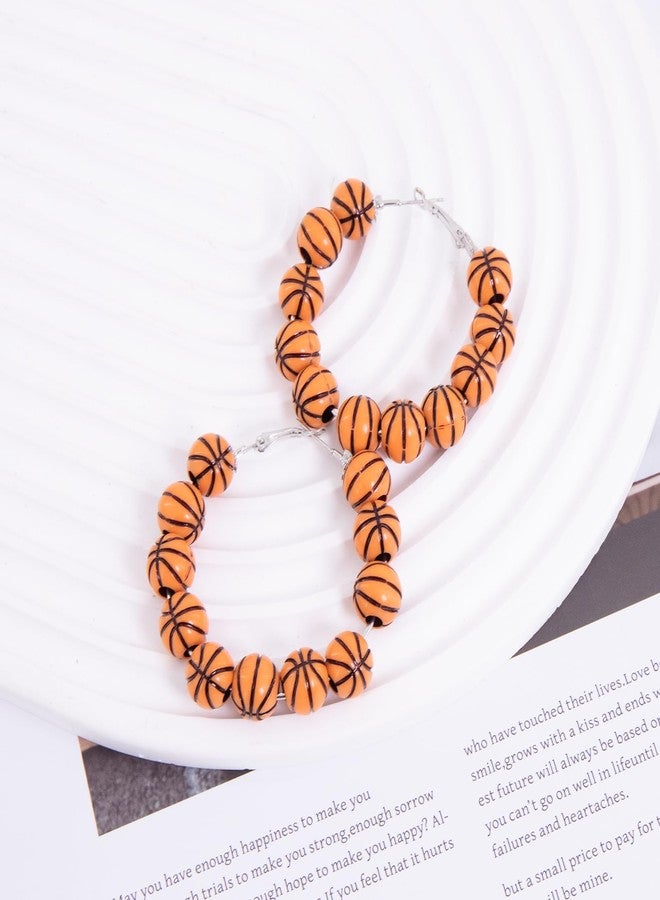 Bmpzery Basketball Earrings for Women,Basketball Earrings Jewelry Accessories with Ball Shape Beaded,Ball Shape Sports Hoop Earring,Gifts for Women Team Sport Lover Party Earring Decoration - Image 4