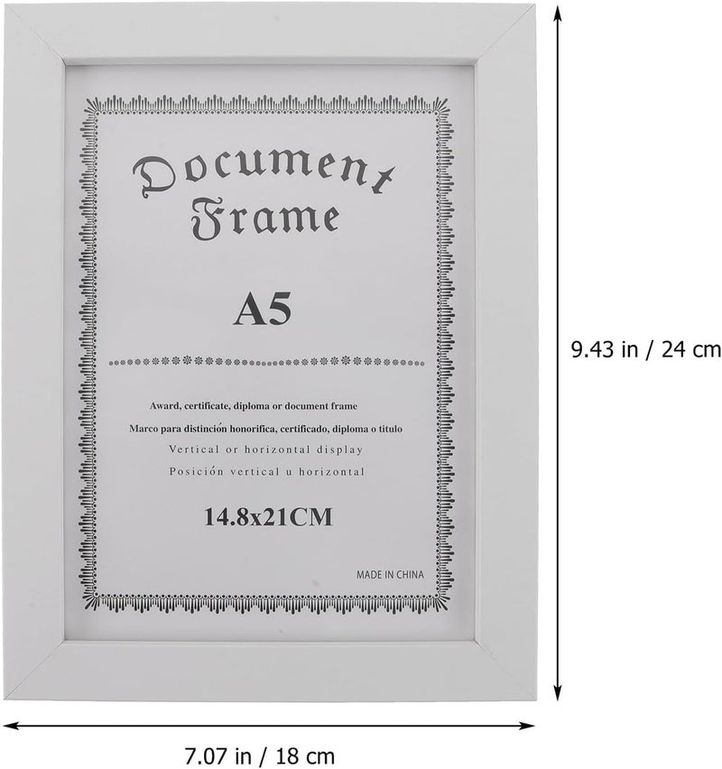 إطار رخصة تجارية مقاس A5 إطار شهادة خشبي أبيض عرض دبلوم أفقي وعمودي للمكتب والمنزل - Image 2