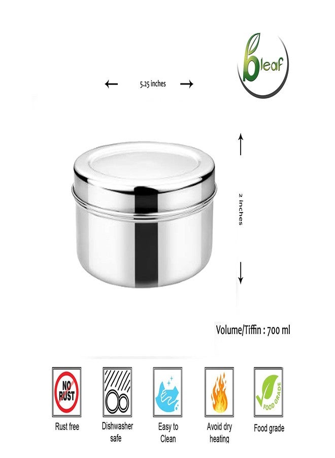 BLeaf Stainless Steel - Single Lunch Box/Tiffin Box Without Clip-Food Grade 1 Tier (700ml) (Pack of 2) - Image 4