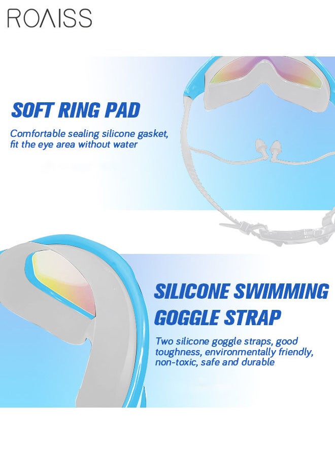 roaiss Adult Waterproof Swimming Goggles, Clear Underwater Vision Anti-Fog UV Protection No Leakage, Large Soft Silicone Frame with Earplugs for Men Women (Lake Blue)  - Image 5