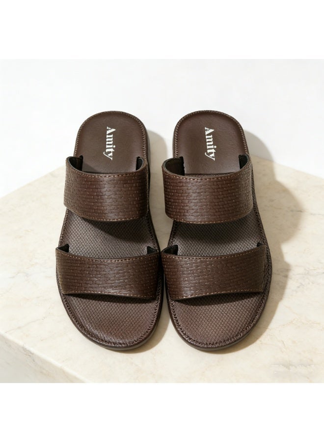 Men's Open Toe Outdoor Slides, Lightweight Breathable Non Slip Durable Summer Casual Slippers, Indoor Beach Pool Camping Daily Walking Shoes - Image 1