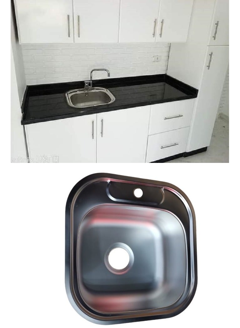 Stainless kitchen sink, 48 x 48 cm, the first in Egypt, special code (special kitchen mixer for the sink)  - Image 3
