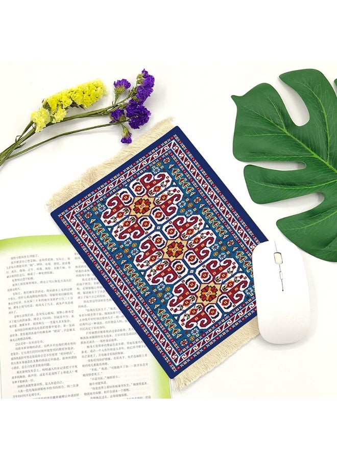 سجادة ماوس على شكل سجادة فارسية على شكل سجادة ماوس شرقية عتيقة بوهيمية بساط مكتب صغير سجادة ماوس مصغرة ديكور طاولة للمكتب المنزل - Image 2