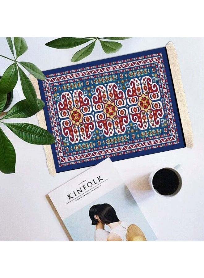 سجادة ماوس على شكل سجادة فارسية على شكل سجادة ماوس شرقية عتيقة بوهيمية بساط مكتب صغير سجادة ماوس مصغرة ديكور طاولة للمكتب المنزل - Image 4