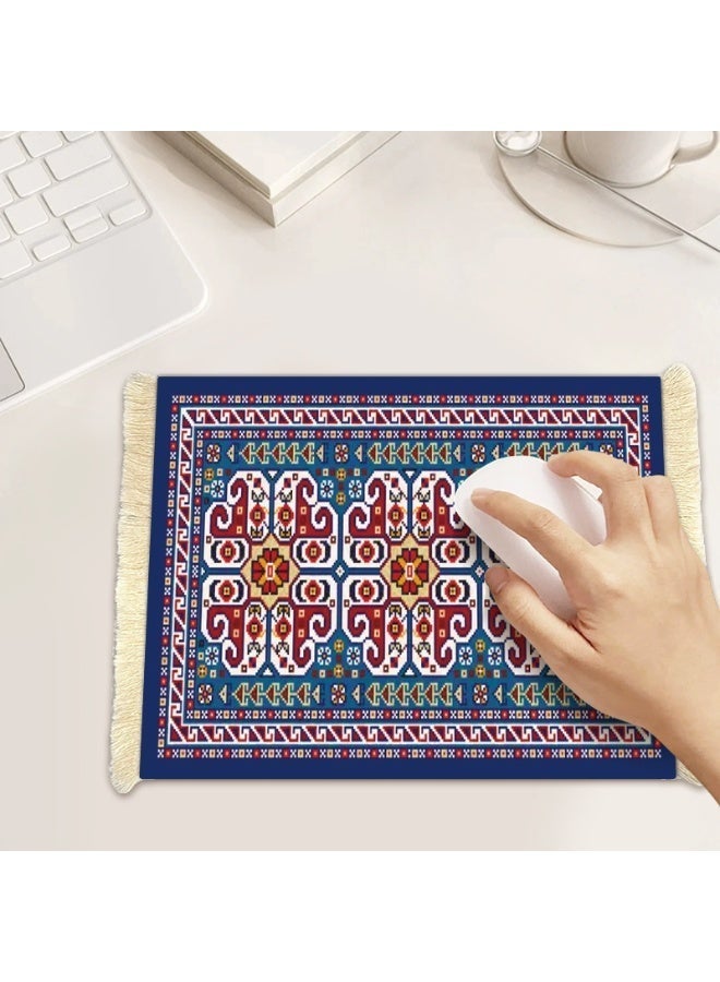 سجادة ماوس على شكل سجادة فارسية على شكل سجادة ماوس شرقية عتيقة بوهيمية بساط مكتب صغير سجادة ماوس مصغرة ديكور طاولة للمكتب المنزل - Image 3
