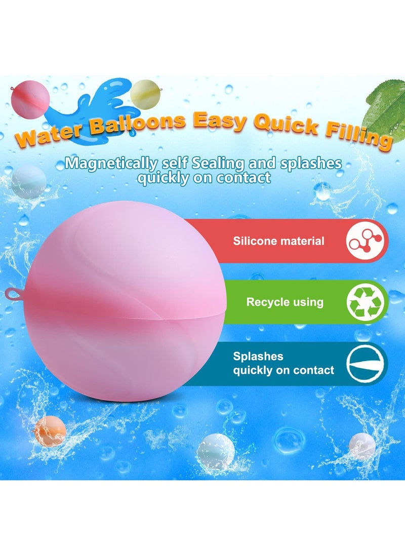 Sweet seven 8-Pack Reusable Water Balloons with Self-Sealing Technology - Quick Fill Splash Balls for Endless Summer Fun! Soft Silicone, Refillable.  - Image 2