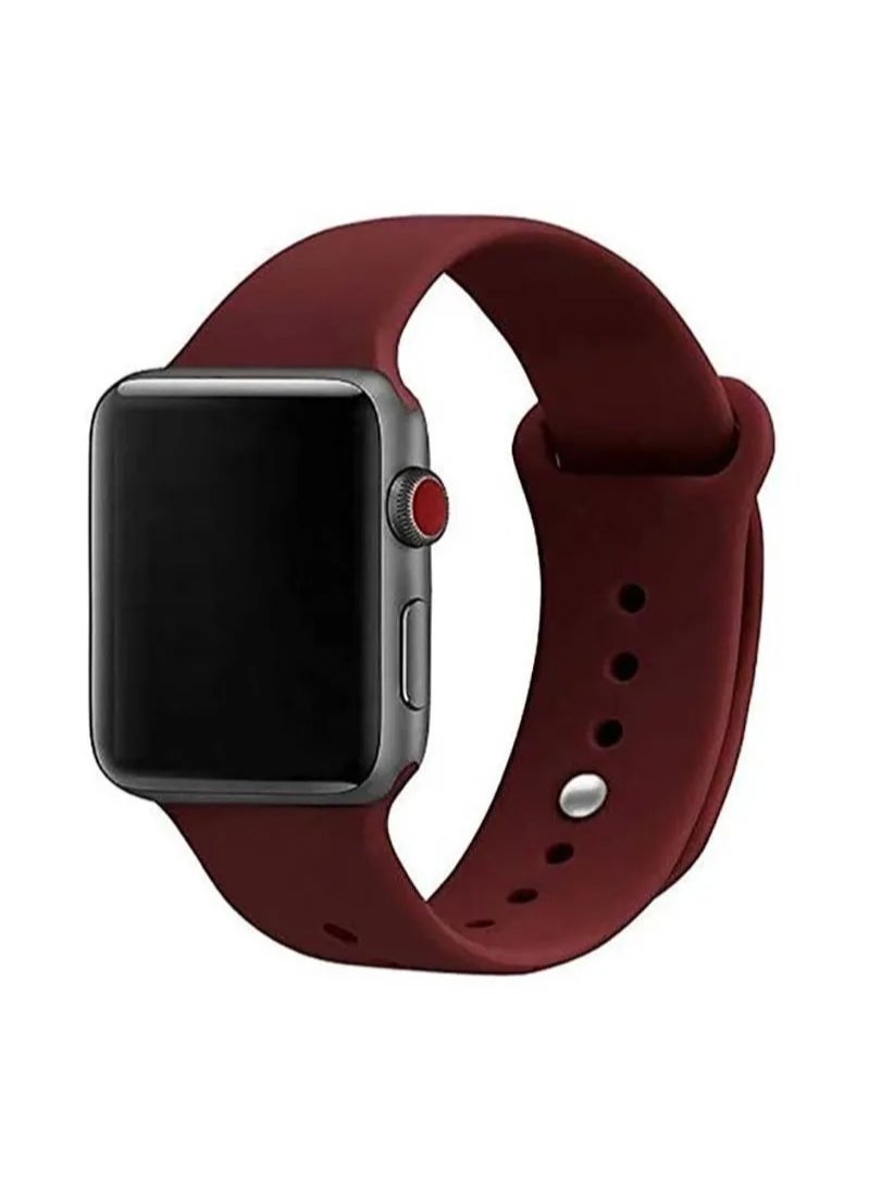 TWEGGON - Replacement Silicone Strap for Apple Watch All Series Compatible with 42mm(Series 10)/41mm/40mm/38mm Maroon - Image 1