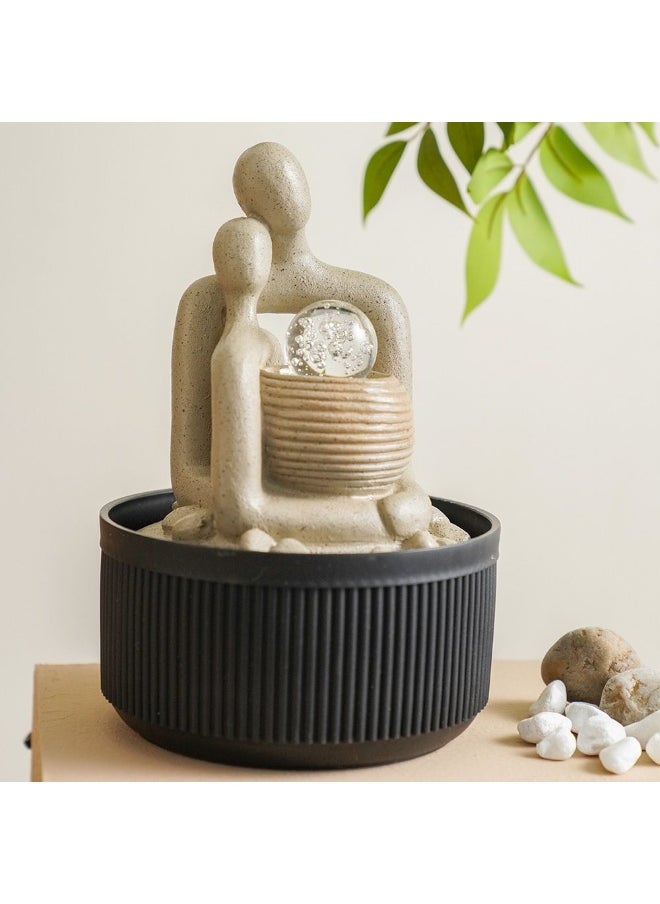 DANUBE HOME Danube Home Stalaca Modern Fountain With Rolling Ball & Yellow Light - 17X17X25 Cm Indoor Sandstone Water Fountain Home Decor Collection| Decorative Home Accessories  - Image 1