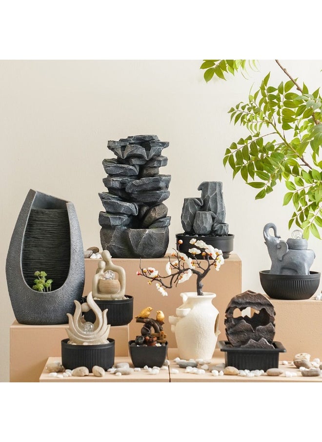 DANUBE HOME Danube Home Stalaca Modern Fountain With Rolling Ball & Yellow Light - 17X17X25 Cm Indoor Sandstone Water Fountain Home Decor Collection| Decorative Home Accessories  - Image 4
