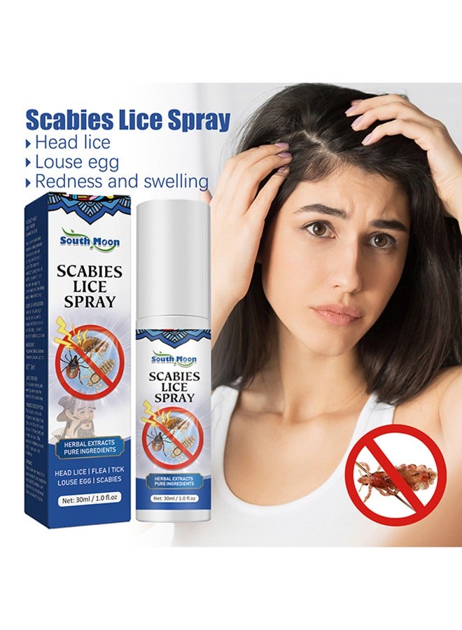 SOUTH MOON Scabies Lice Spray - For Kids & Adults, Easy Use Lice Spray Kills Head Lice, Eggs, Super Lice on Contact, Includes Metal Lice Comb, Multiple Treatments, 30ml - Image 1