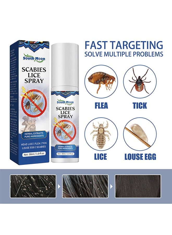 SOUTH MOON Scabies Lice Spray - For Kids & Adults, Easy Use Lice Spray Kills Head Lice, Eggs, Super Lice on Contact, Includes Metal Lice Comb, Multiple Treatments, 30ml - Image 4
