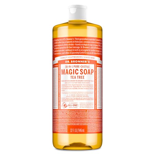 Dr. Bronner's Pure-Castile Magic Soap Liquid (Tea Tree, 32 Ounce) â€“ Made with Regenerative Organic Oils, 18-in-1 Uses for Face, Hair, Laundry, Dishes, Hand Soaps & Body Wash â€“ Natural, Vegan, Non-GMO - Image 1