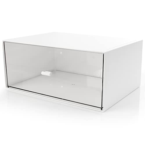 kulusion Desk Drawer Organizer, Stackable Storage Drawers, Plastic White Desk Organizers Great for Makeup Storage Bathroom Organization Accessories Etc - Large 1 Drawers (White) - Image 1