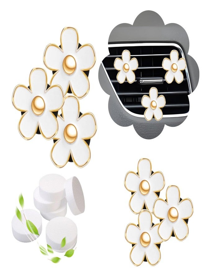 NBTEPEM 6 PCS Daisy Flower Air Vent Clip Car Decoration Accessories Air Conditioning Outlet Clip Car Air Freshener Clip Charm Car Interior Decor(3 cm, 3.3 cm, White) - Image 1