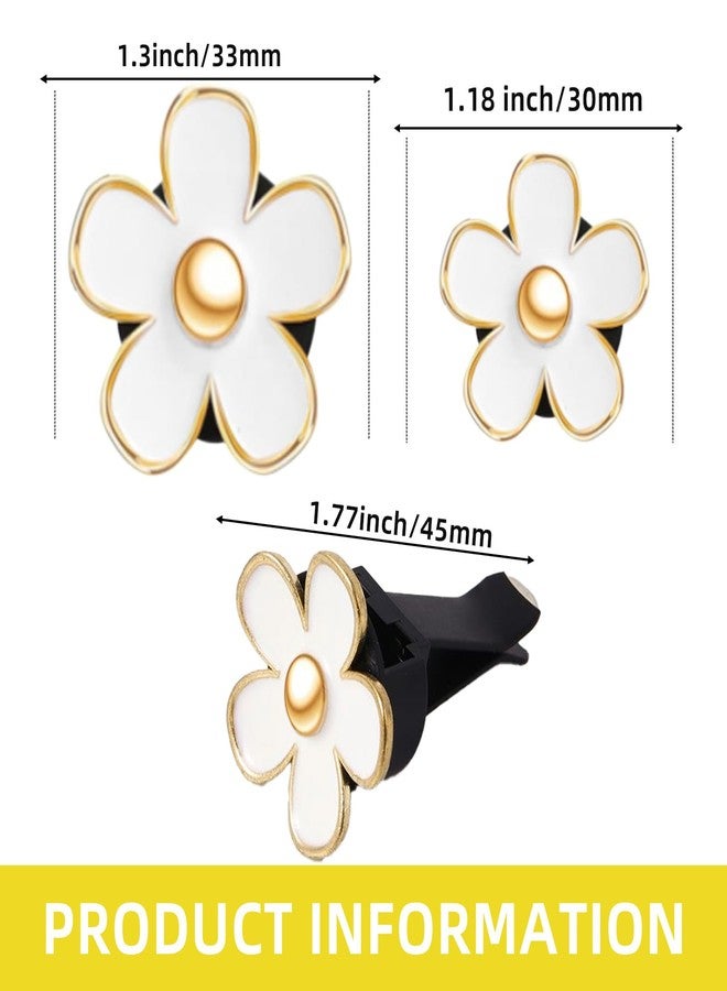 NBTEPEM 6 PCS Daisy Flower Air Vent Clip Car Decoration Accessories Air Conditioning Outlet Clip Car Air Freshener Clip Charm Car Interior Decor(3 cm, 3.3 cm, White) - Image 3