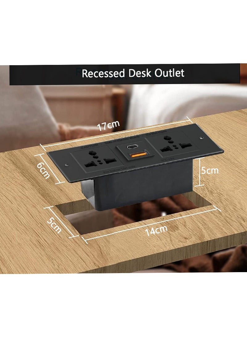 Mahmayi Mahmayi MP1 160x80 Writing Table with Hanging Pedestal - White with Black BS01 Desktop Socket with USB AC Port for Office, Home, and Meeting Room 17 cm - Image 2