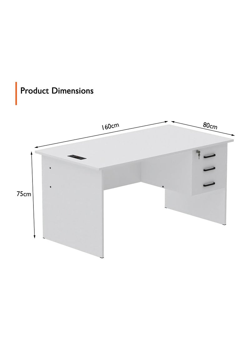 Mahmayi Mahmayi MP1 160x80 Writing Table with Hanging Pedestal - White with Black BS01 Desktop Socket with USB AC Port for Office, Home, and Meeting Room 17 cm - Image 3