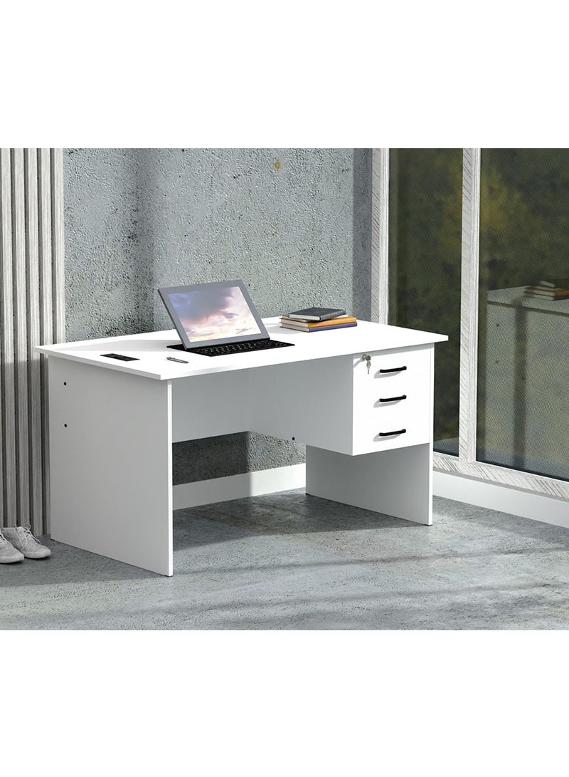 Mahmayi Mahmayi MP1 160x80 Writing Table with Hanging Pedestal - White with Black BS01 Desktop Socket with USB AC Port for Office, Home, and Meeting Room 17 cm - Image 4