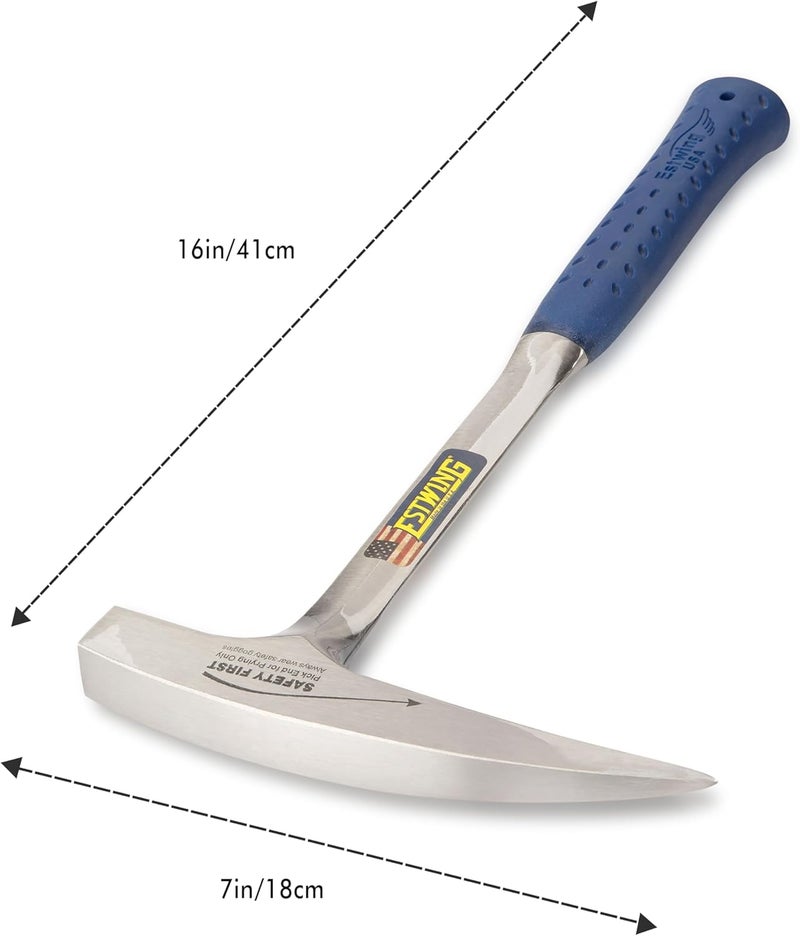 Estwing 22 oz Geological Hammer with Pointed Tip and Shock Reduction Grip - E3-23LP, Blue - Image 2