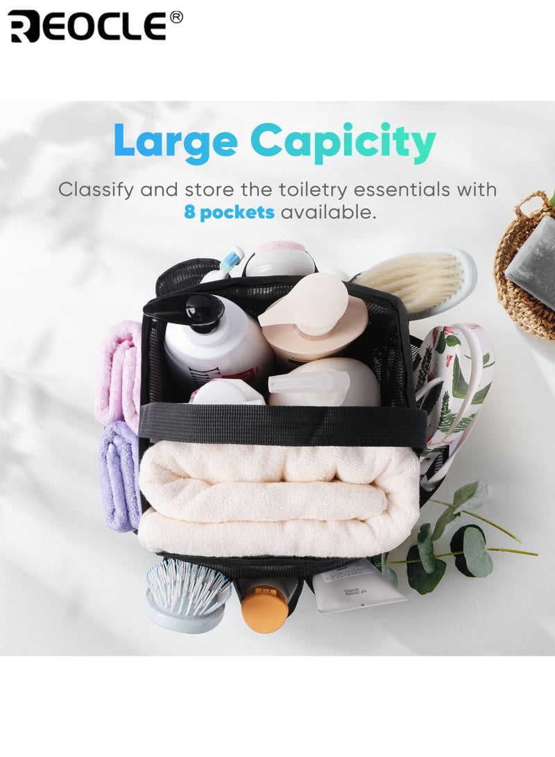 REOCLE Portable Shower Caddy with 8-Pocket Design and Large Capacity Mesh Storage Bag with Hanging Hook for College Dorm Gym Beach Use - Image 3