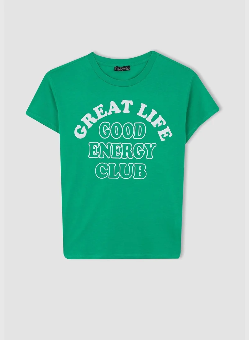 ديفاكتو Woman Regular Fit Crew Neck Short Sleeve T-Shirt