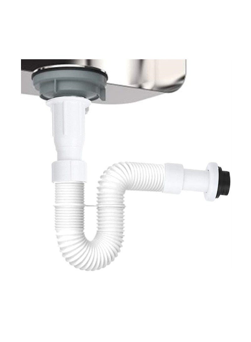 Suntown 37mm Flexible Drain Pipe OdorProof Universal Single Drain S Bend Water DownFlow Pipe for Bathroom Vanity Sink Drain Plumbing Trap Tubing - Image 1