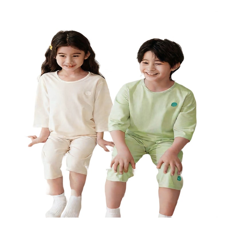 Kids Pajama Set Summer Short Sleeve Boys Girls Homewear Thin Sleepwear - Image 1