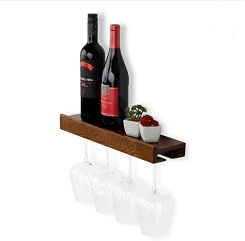 Indigo interiors Wall Mounted Wine Glass Rack Wooden Wine Glass Hanging Rack for Kitchen Storage Wine Glass Rack Wall Mounted. - Image 4